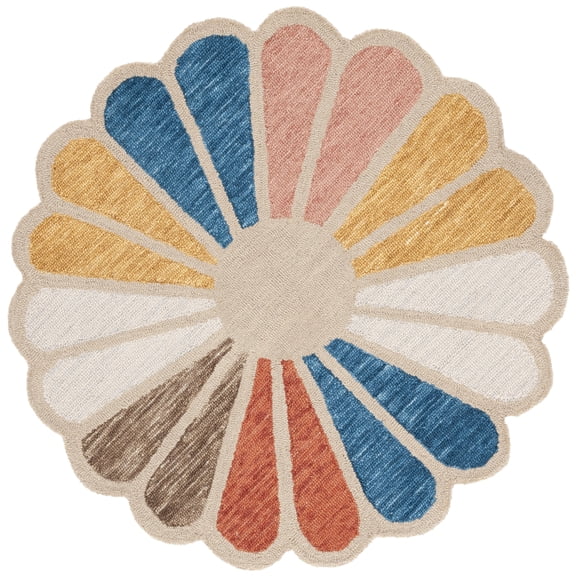SAFAVIEH Novelty Genesis Floral Area Rug, Beige/Blue, 3' x 3' Round