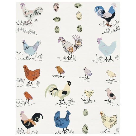 SAFAVIEH Novelty Gracelyn Novelty Area Rug, Ivory/Blue, 9' x 12'