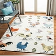 thumbnail image 1 of SAFAVIEH Novelty Gracelyn Roosters and Chicks Wool Area Rug, Ivory/Blue, 5' x 8', 1 of 10