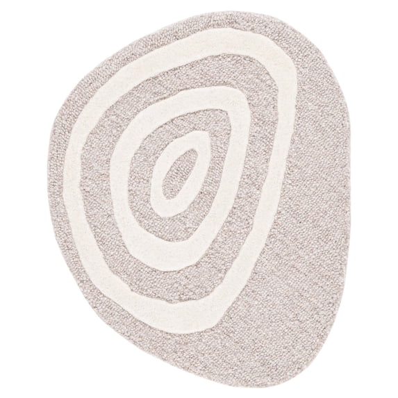 SAFAVIEH Novelty Kayleah Abstract Area Rug, Beige/Ivory, 3' x 3' Scalloped