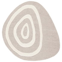 SAFAVIEH Novelty Kayleah Abstract Area Rug, Beige/Ivory, 4' x 4' Scalloped
