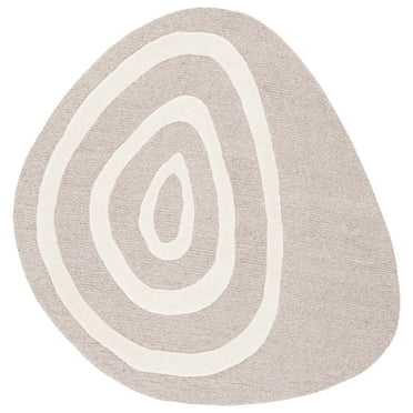 SAFAVIEH Novelty Kayleah Abstract Area Rug, Beige/Ivory, 4' x 4' Scalloped