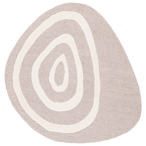 SAFAVIEH Novelty Kayleah Abstract Area Rug, Beige/Ivory, 4' x 4' Scalloped