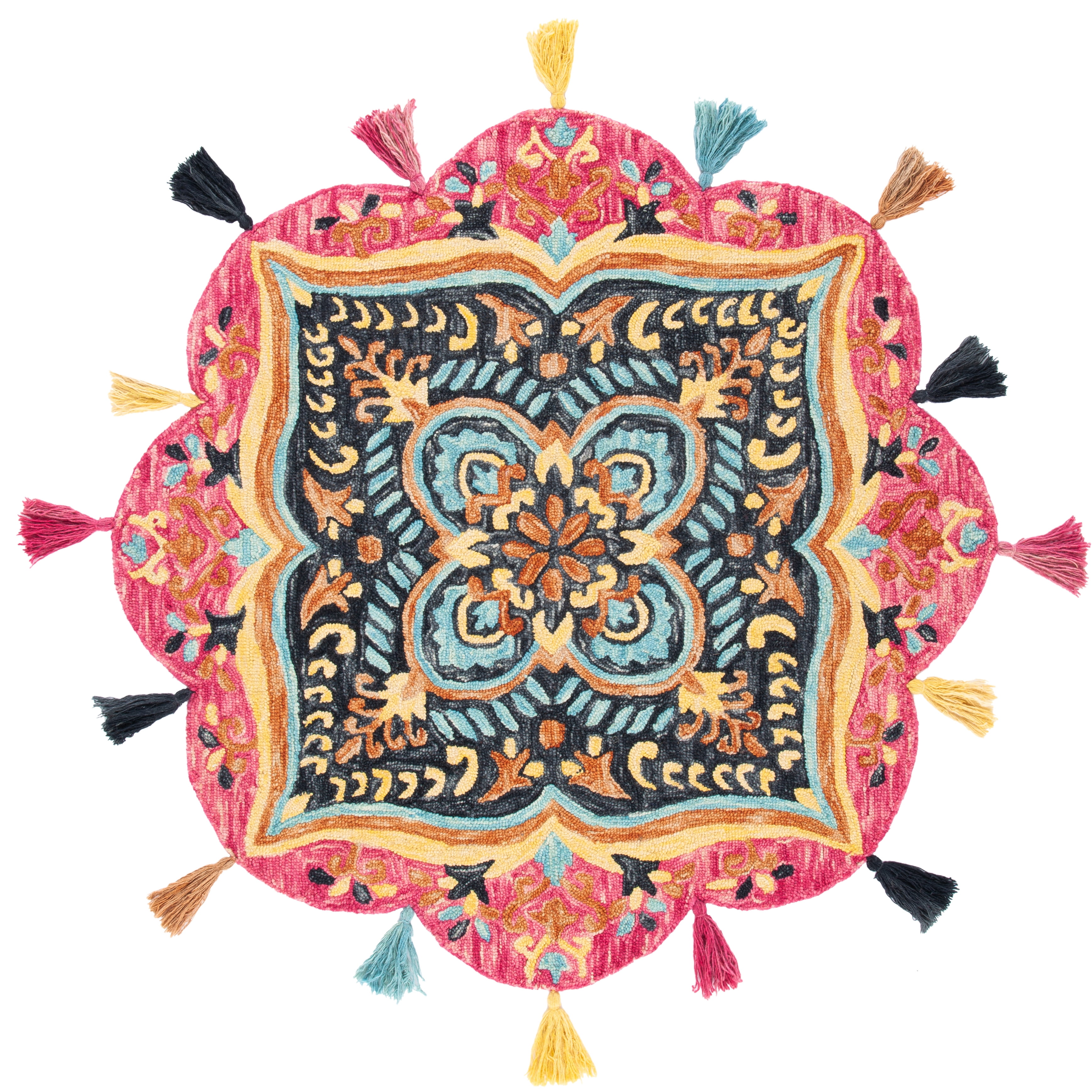 SAFAVIEH Novelty Kebo Floral Wool Area Rug, Pink/Purple, 6' x 6' Round