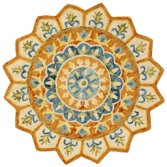 SAFAVIEH Novelty Kiersten Floral Area Rug, Rust/Ivory, 3' x 3' Round