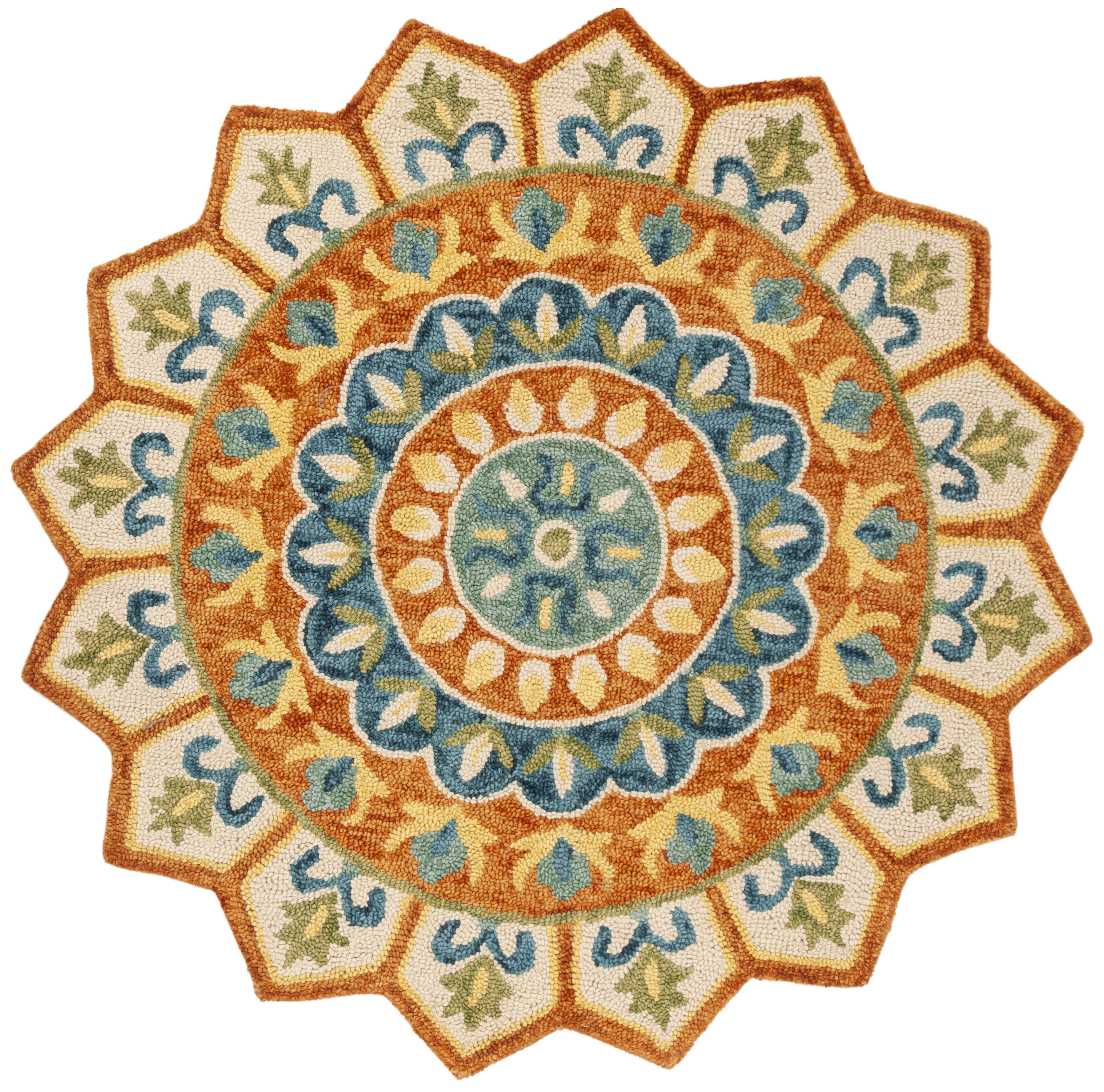 SAFAVIEH Novelty Kiersten Floral Area Rug, Rust/Ivory, 7' x 7' Round