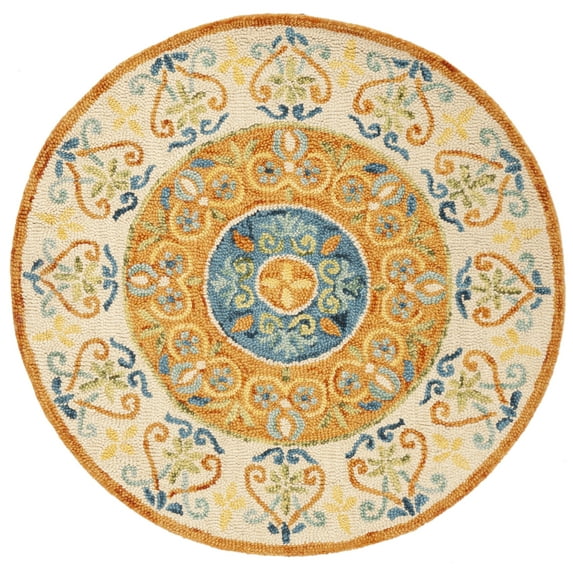 SAFAVIEH Novelty Lakisha Bordered Area Rug, Rust/Ivory, 3' x 3' Round
