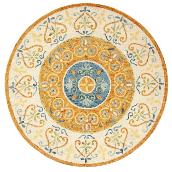SAFAVIEH Novelty Lakisha Bordered Area Rug, Rust/Ivory, 8' x 8' Round