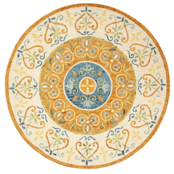 SAFAVIEH Novelty Lakisha Bordered Area Rug, Rust/Ivory, 8' x 8' Round
