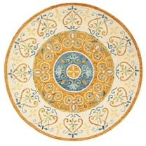SAFAVIEH Novelty Lakisha Bordered Area Rug, Rust/Ivory, 8' x 8' Round