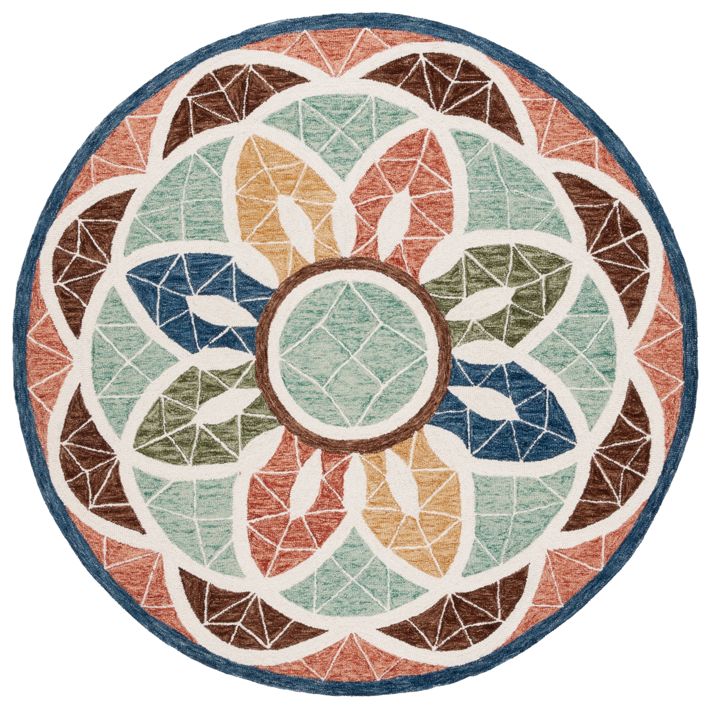 SAFAVIEH Novelty Malanie Floral Area Rug, Blue/Orange, 6' x 6' Round