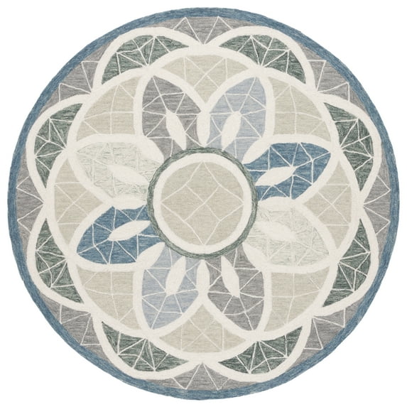 SAFAVIEH Novelty Malanie Floral Area Rug, Grey/Blue, 6' x 6' Round