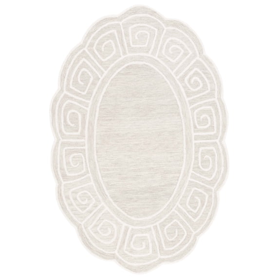 SAFAVIEH Novelty Mervyn Geometric Area Rug, Beige/Ivory, 5' x 8' Oval