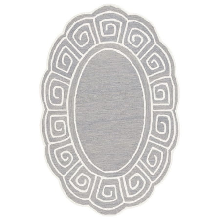 SAFAVIEH Novelty Mervyn Geometric Area Rug, Grey/Ivory, 3' x 5' Oval