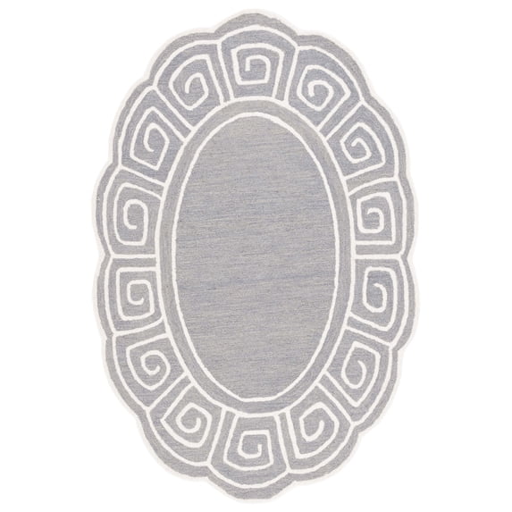 SAFAVIEH Novelty Mervyn Geometric Area Rug, Grey/Ivory, 3' x 5' Oval