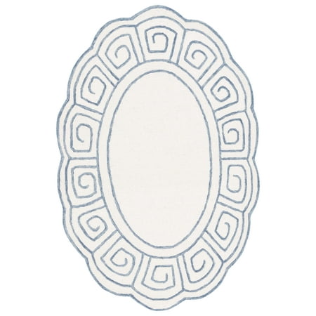 SAFAVIEH Novelty Mervyn Geometric Area Rug, Ivory/Blue, 6' x 9' Oval
