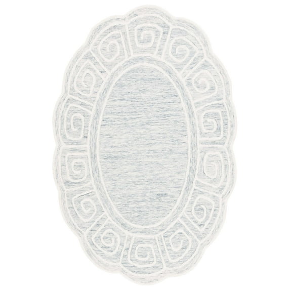 SAFAVIEH Novelty Mervyn Geometric Area Rug, Light Grey/Ivory, 3' x 5' Oval