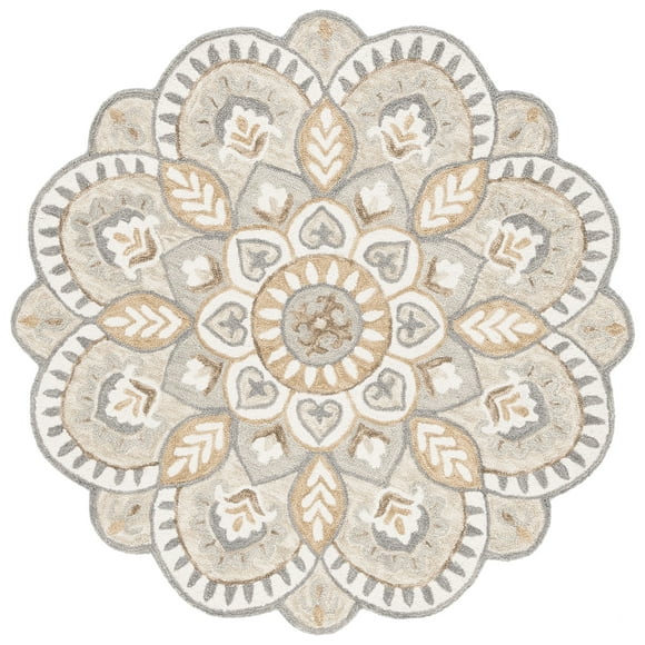 SAFAVIEH Novelty Mordikai Floral Area Rug, Ivory/Beige, 5' x 5' Round