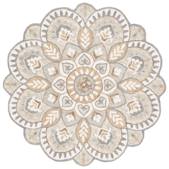 SAFAVIEH Novelty Mordikai Floral Area Rug, Ivory/Beige, 5' x 5' Round