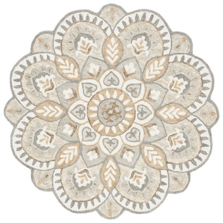 SAFAVIEH Novelty Mordikai Floral Area Rug, Ivory/Beige, 9' x 9' Round