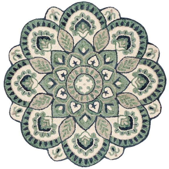 SAFAVIEH Novelty Mordikai Floral Area Rug, Ivory/Blue, 7' x 7' Round