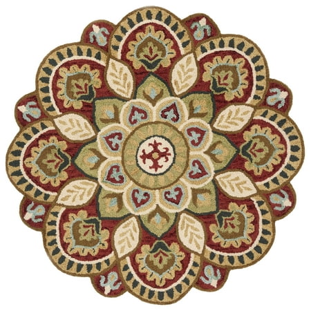 SAFAVIEH Novelty Mordikai Floral Area Rug, Red/Taupe, 10' x 10' Round