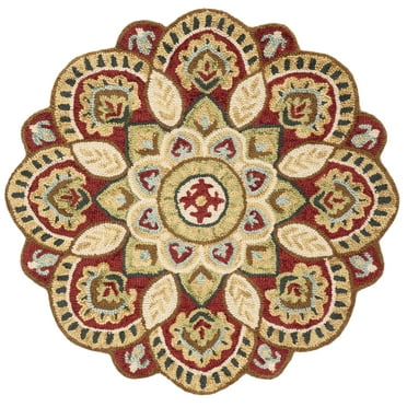 SAFAVIEH Novelty Mordikai Floral Area Rug, Red/Taupe, 3' x 3' Round