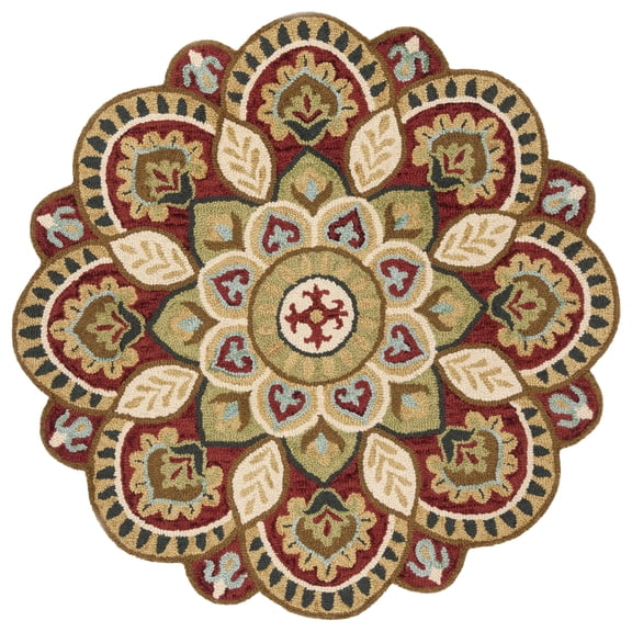 SAFAVIEH Novelty Mordikai Floral Area Rug, Red/Taupe, 8' x 8' Round