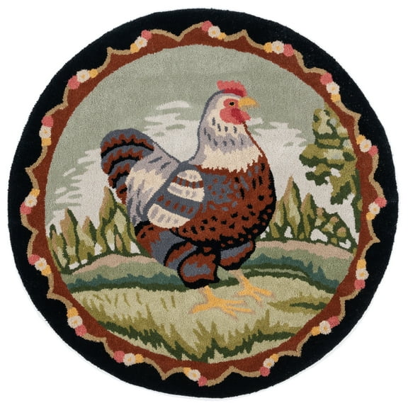 SAFAVIEH Novelty Alexanndria Novelty Wool Area Rug, Green/Black, 3' x 3' Round