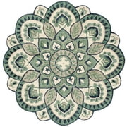 SAFAVIEH Novelty Mordikai Floral Area Rug, Ivory/Blue, 6' x 6' Round