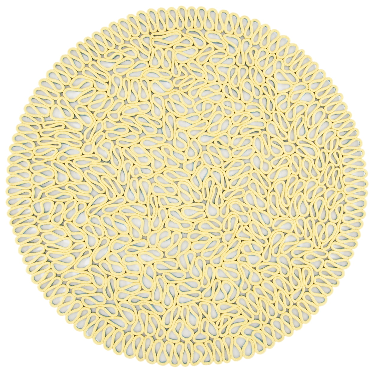 Handmade Tufted Blue Wool Round Accent Rug - 6' Diameter