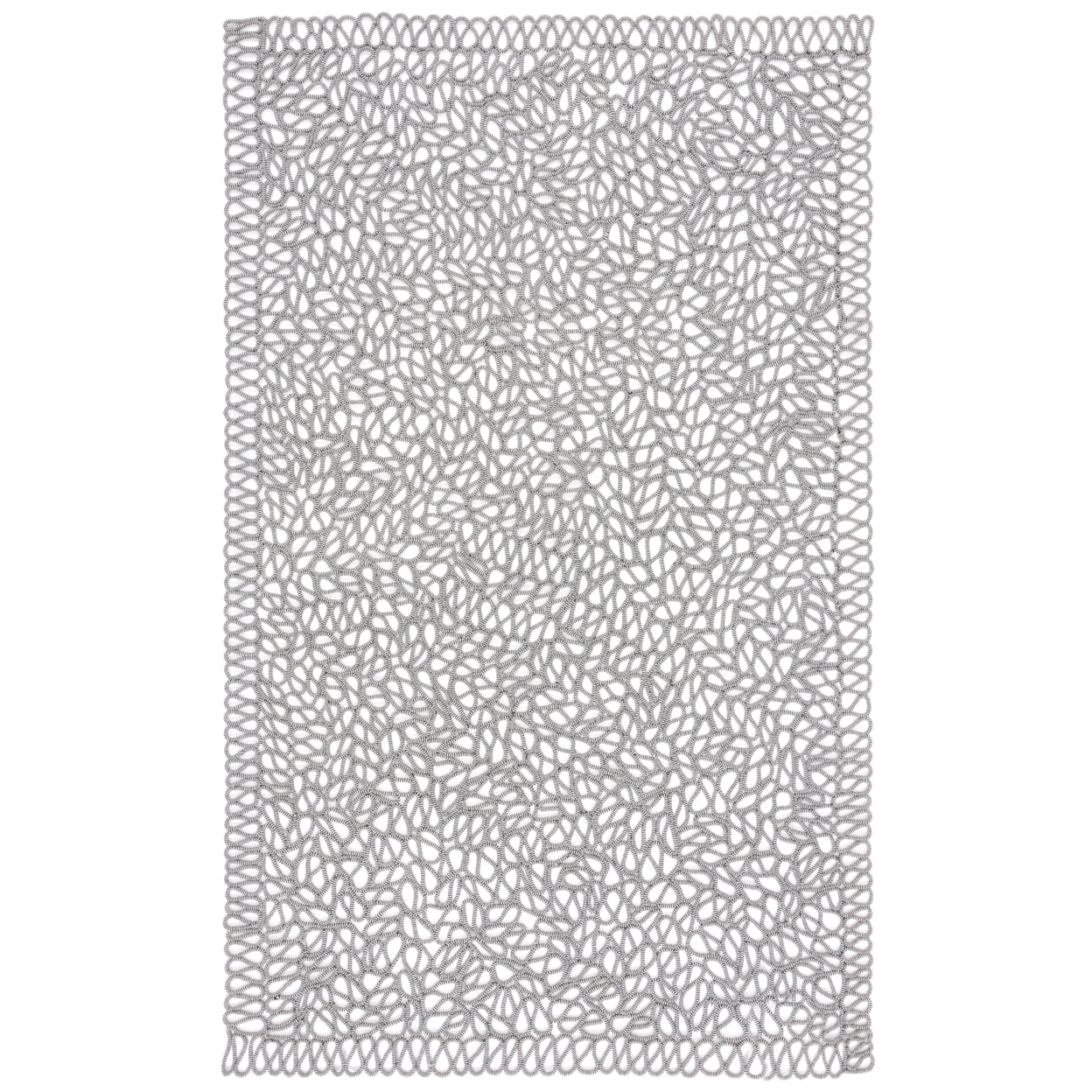 Hand-Knotted Black Synthetic Rectangular 4' x 6' Rug