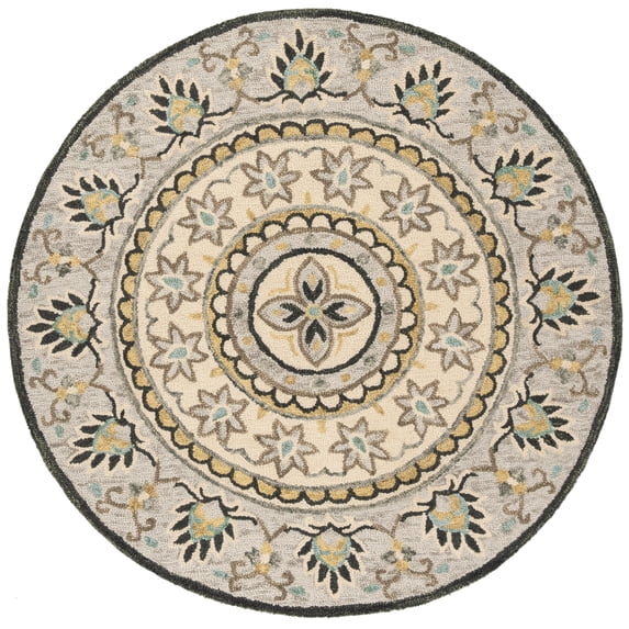 SAFAVIEH Novelty Naira Floral Area Rug, Ivory/Grey, 8' x 8' Round