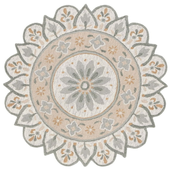 SAFAVIEH Novelty Orlando Floral Area Rug, Beige/Ivory, 5' x 5' Round