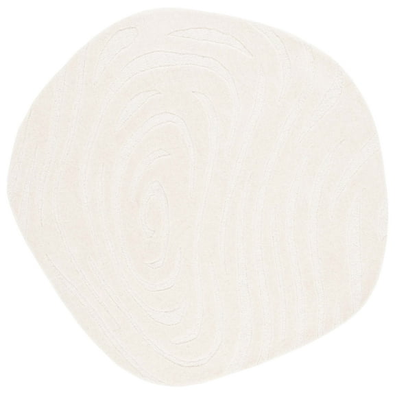 SAFAVIEH Novelty Phylliss Abstract Area Rug, Ivory, 5' x 5' Scalloped