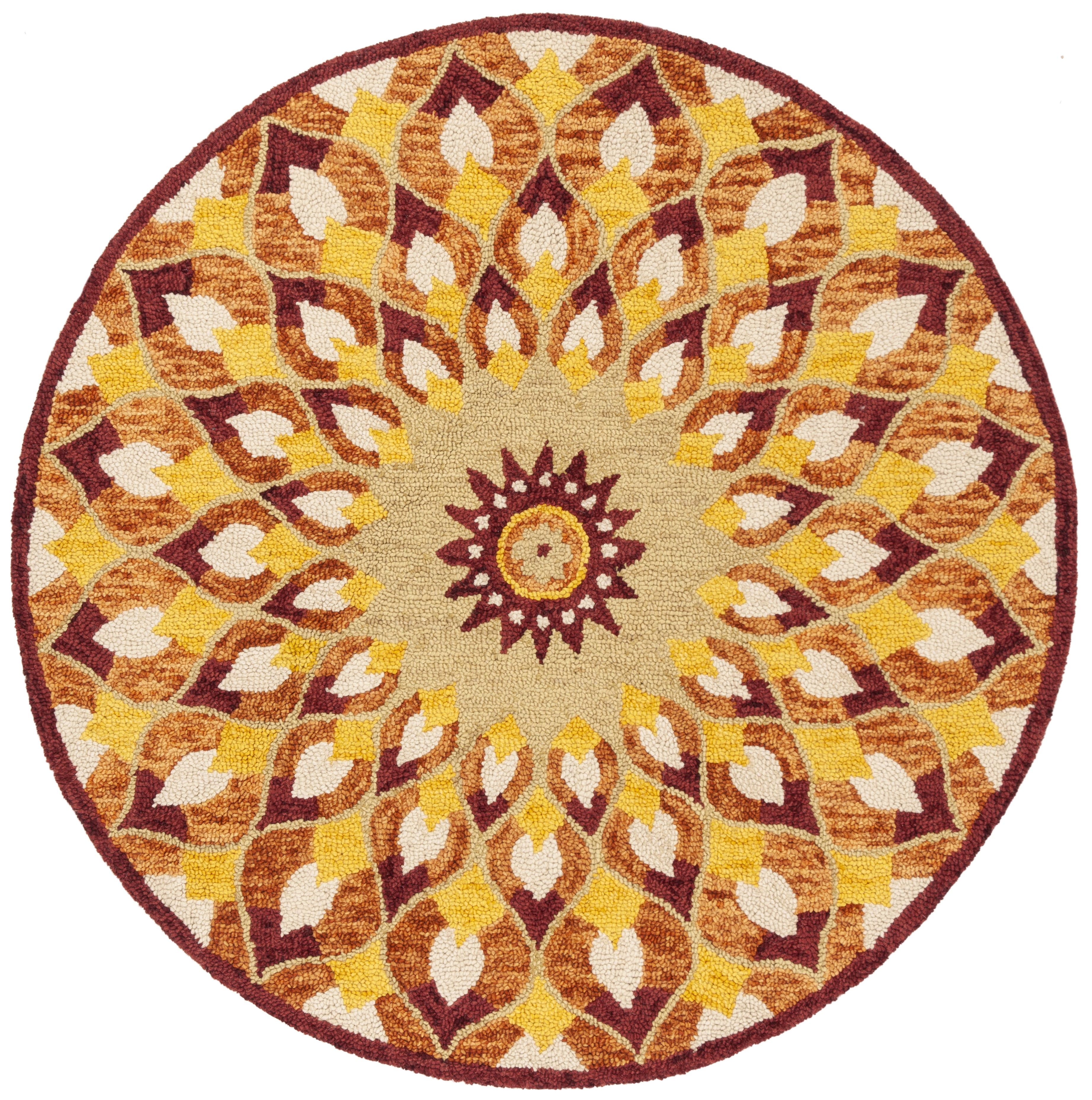 SAFAVIEH Novelty Rosalin Geometric Area Rug, Rust/Gold, 8' x 8' Round
