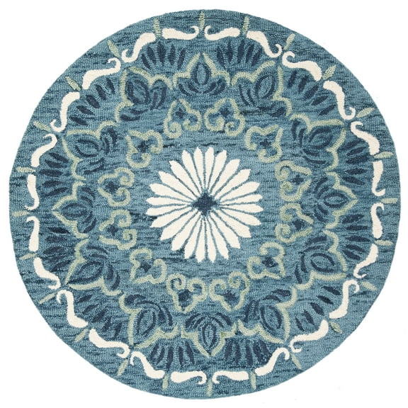 SAFAVIEH Novelty Tamsen Floral Area Rug, Blue/Ivory, 8' x 8' Round