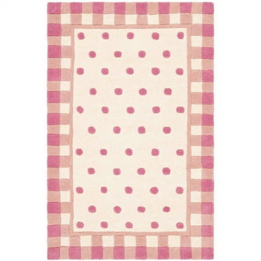 SAFAVIEH Novelty Winchester Polka Dot Wool Area Rug, Ivory/Pink, 2' x 3'