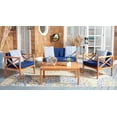 thumbnail image 1 of SAFAVIEH Nunzio Outdoor 4 Pc Conversational Set, Natural/Navy, 1 of 9