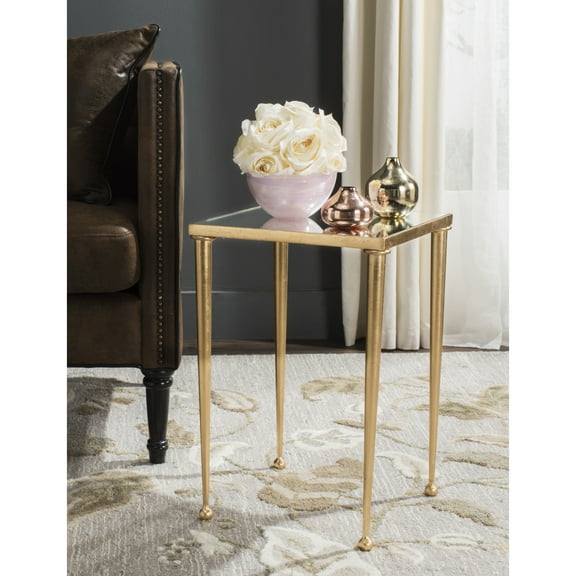 SAFAVIEH Nyacko Solid Class Mirror Top Gold Leaf End Table