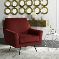 Safavieh Nynette Modern Metal and Fabric Dining Arm Chairs, Maroon