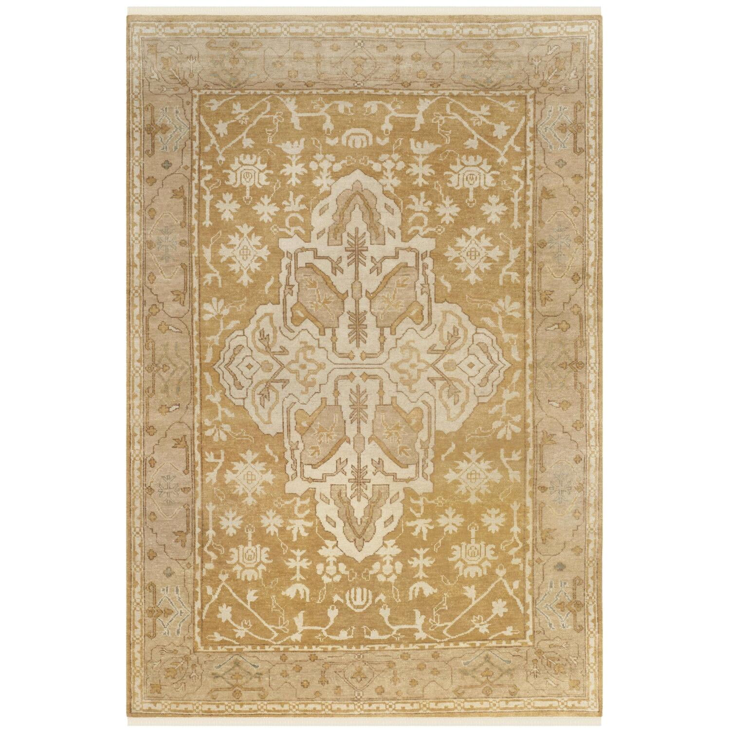 Elegant Oushak Hand-Knotted Light Blue Wool Area Rug, 6' x 9'