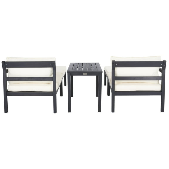 SAFAVIEH  OUTDOOR Pratia 5Pc Outdoor Set Dark Slate Gray / Beige