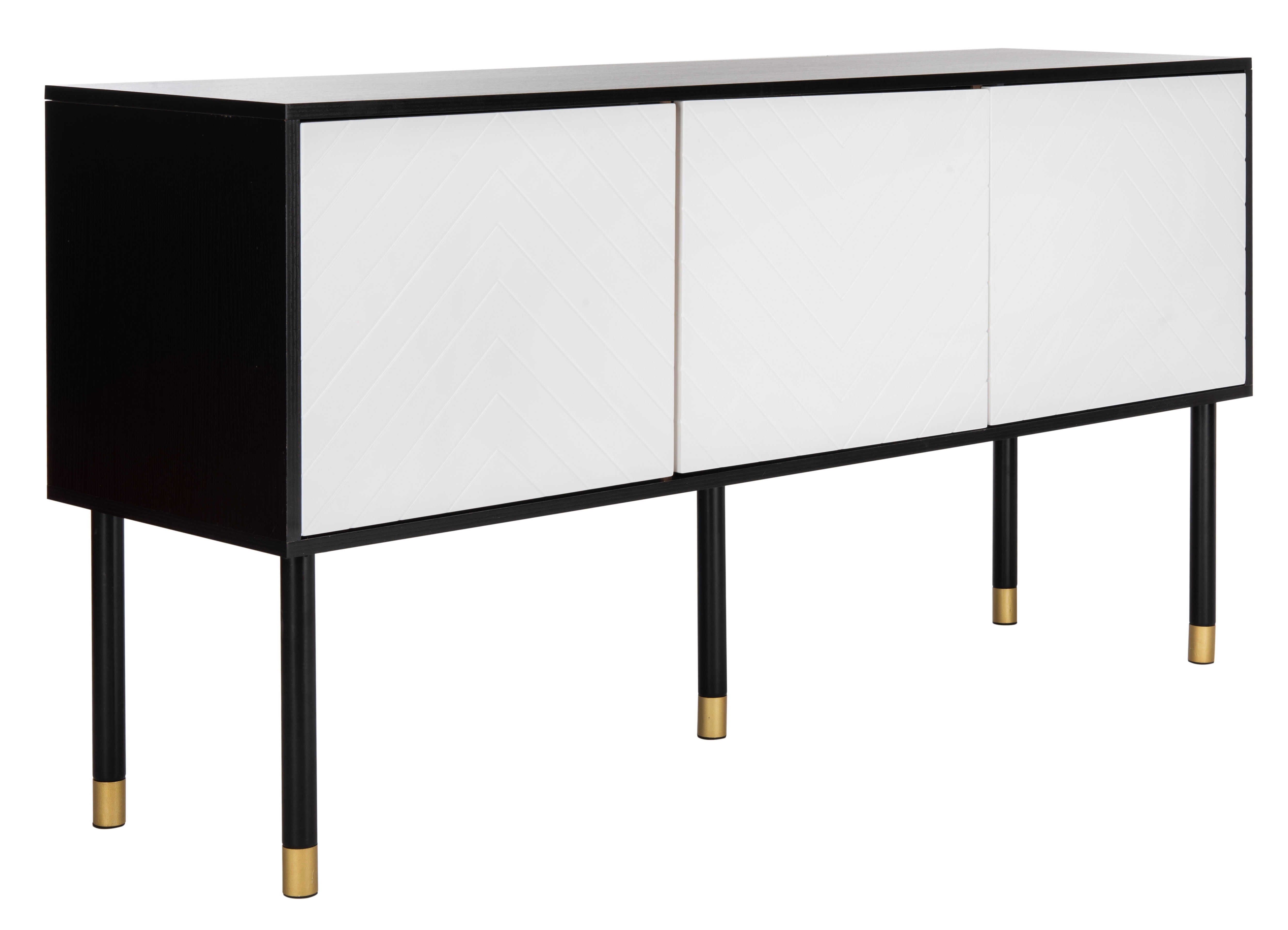 Retro Flair Black and White Media Console with Brass Caps, 55"