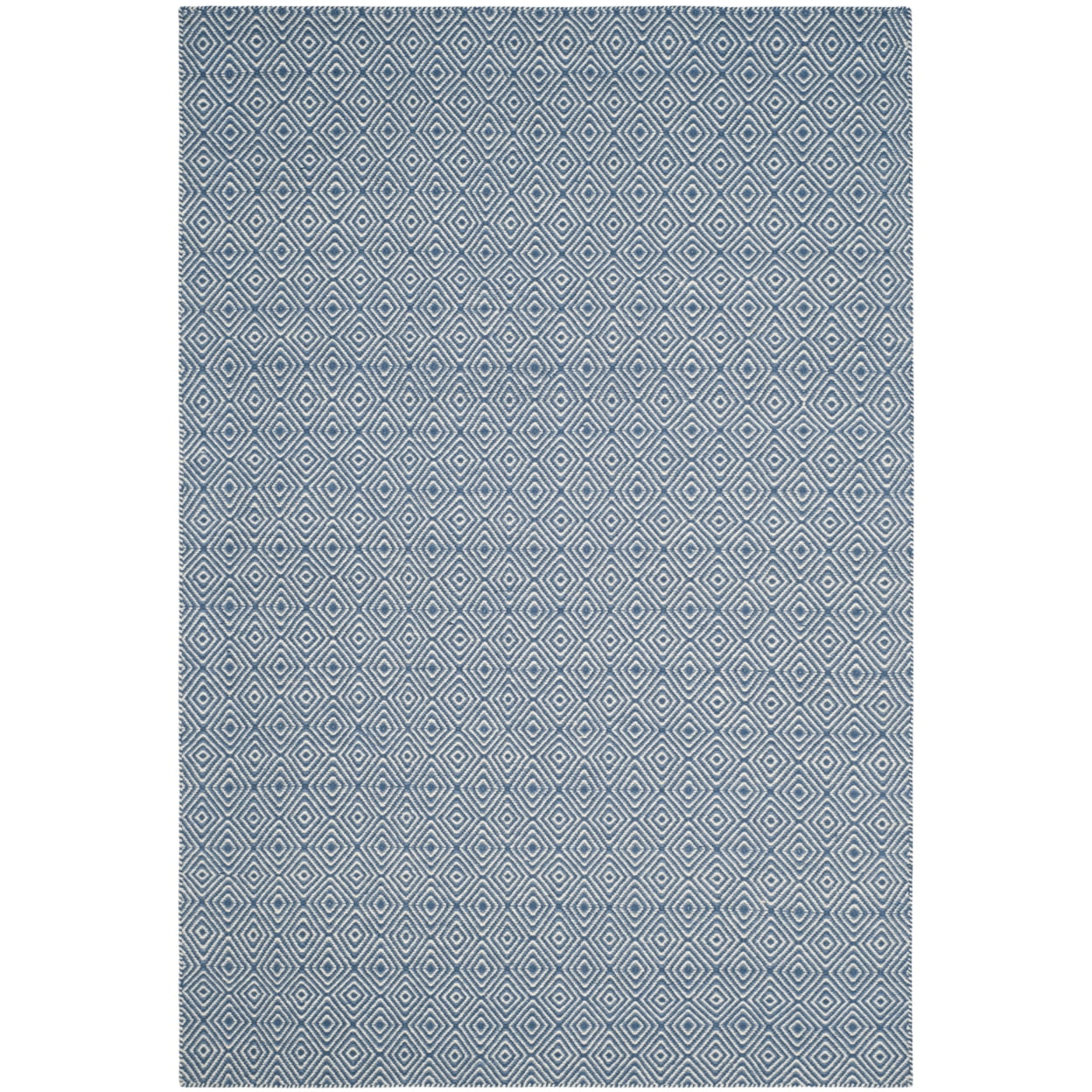 Coastal Charm Blue/Ivory Diamond Handwoven Wool 6' x 9' Rug