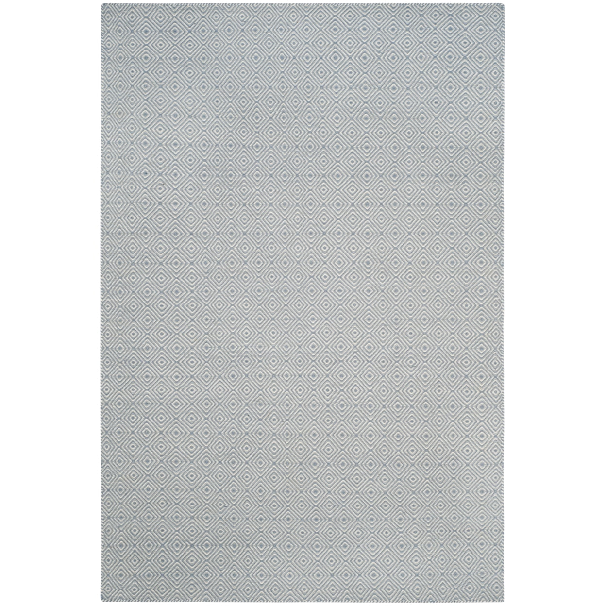 Silver and Ivory Diamond Pattern Wool 6' x 9' Rug