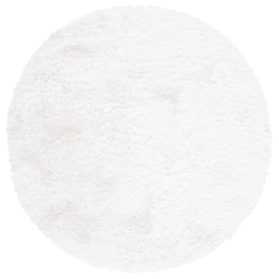 SAFAVIEH Ocean Amyas Solid Shag Area Rug, Ivory, 4' x 4' Round