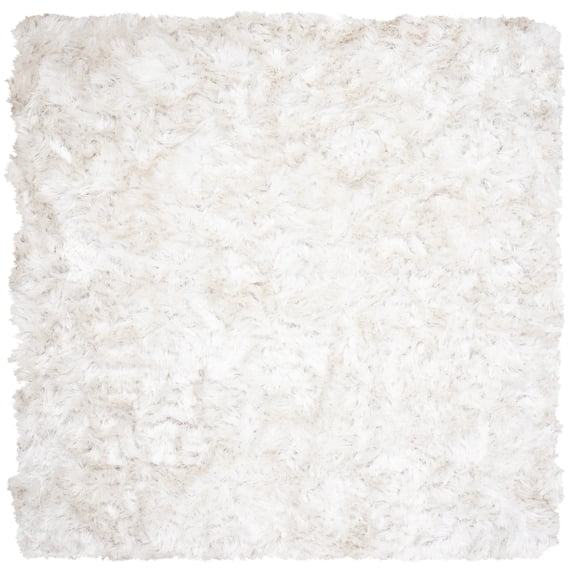 SAFAVIEH Ocean Amyas Solid Shag Area Rug, Ivory, 4' x 4' Square