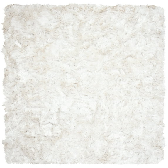 SAFAVIEH Ocean Amyas Solid Shag Area Rug, Ivory, 8' x 8' Square