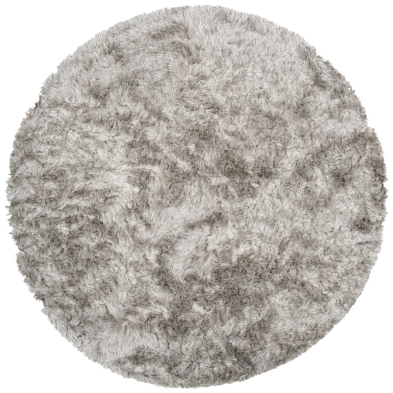 SAFAVIEH Ocean Amyas Solid Shag Area Rug, Light Grey, 4' x 4' Round